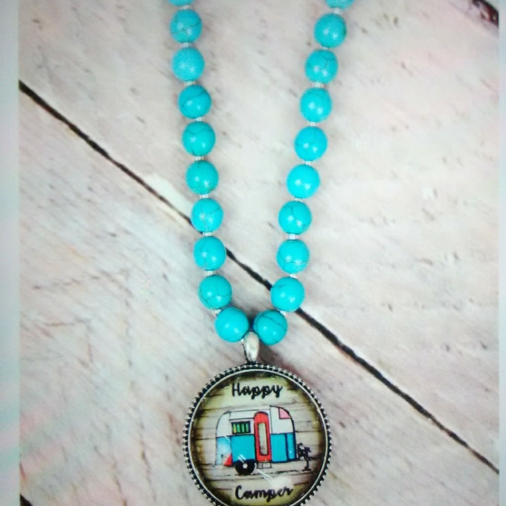 Happy Camper Bubble Pendant Necklace